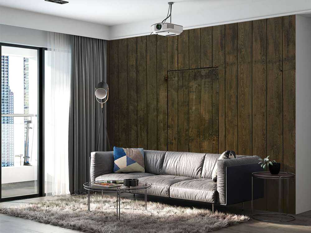 Pared de madera con puerta