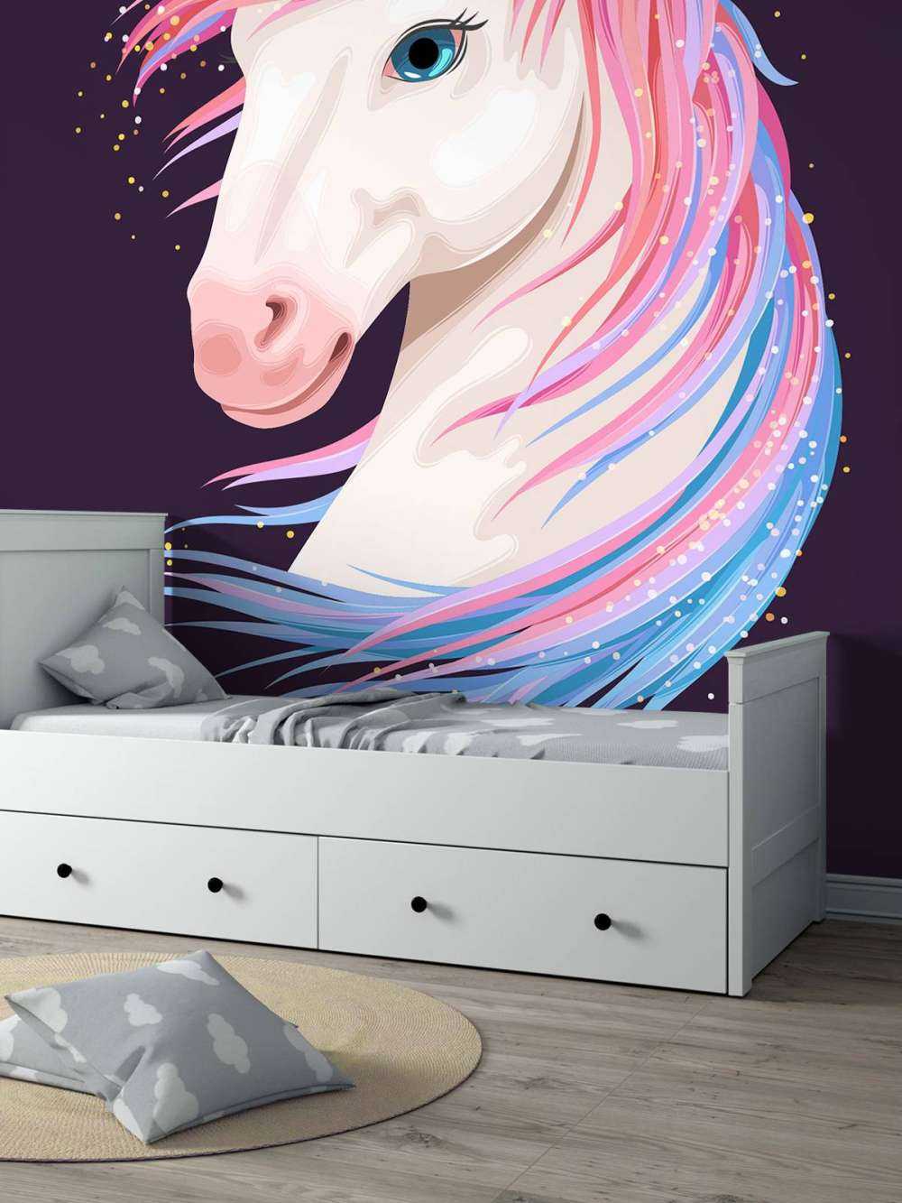 Unicornio con melena de colores