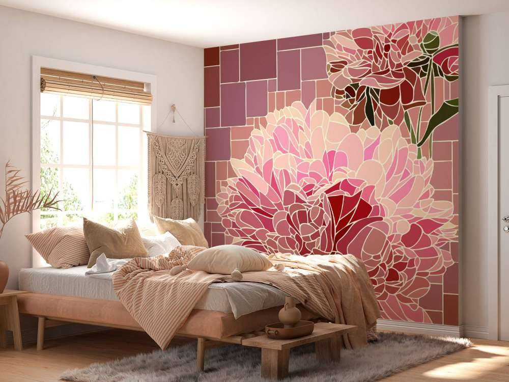 Mosaico de flores rosas