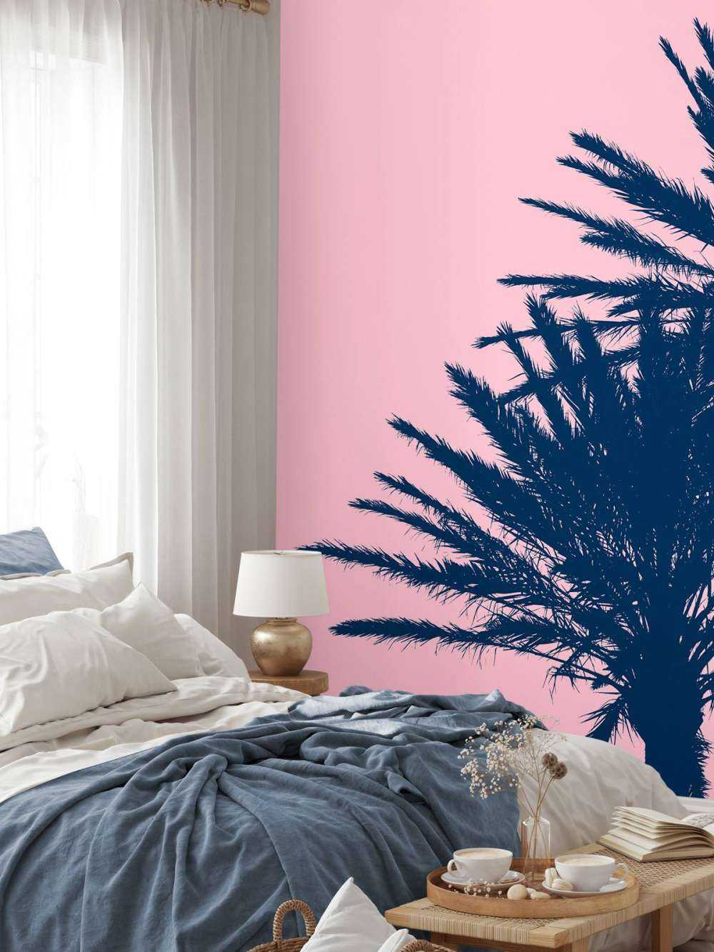 Palmeras con fondo rosa