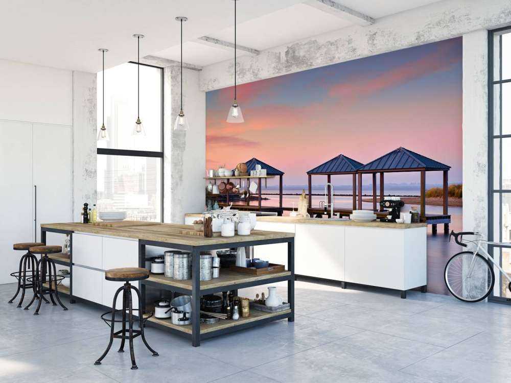 Muelle de baño al amanecer