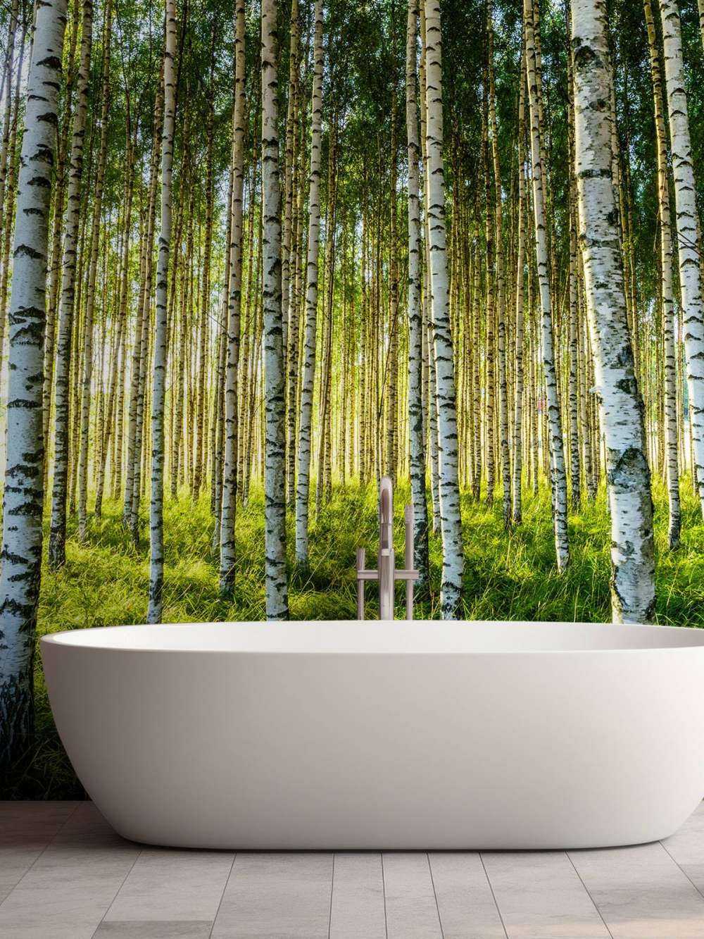 Bosque de abedules de verano