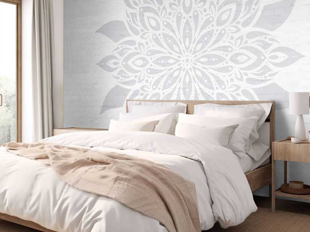 Flor de mandala gris suave