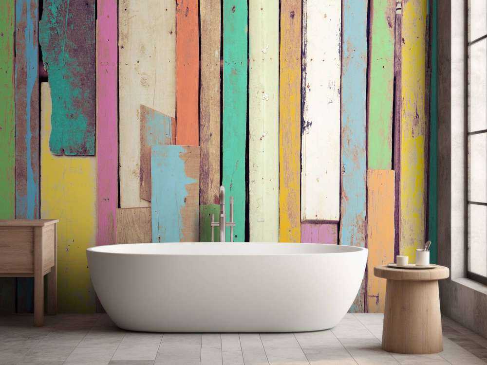 Trozos de madera de colores