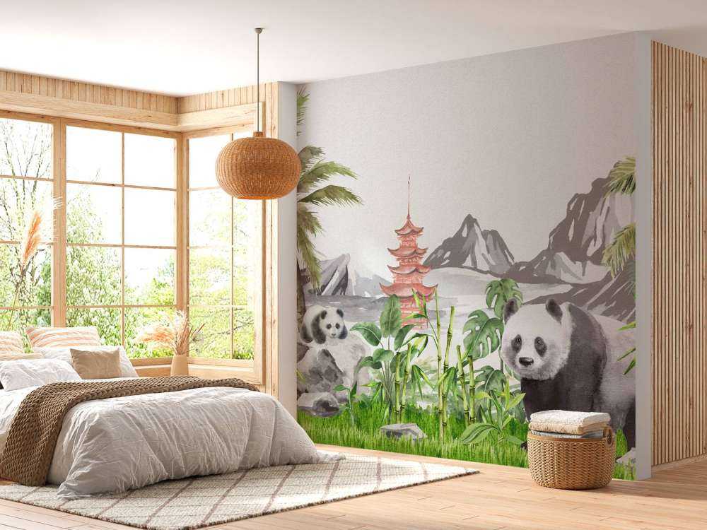 Pandas en la selva de bambú