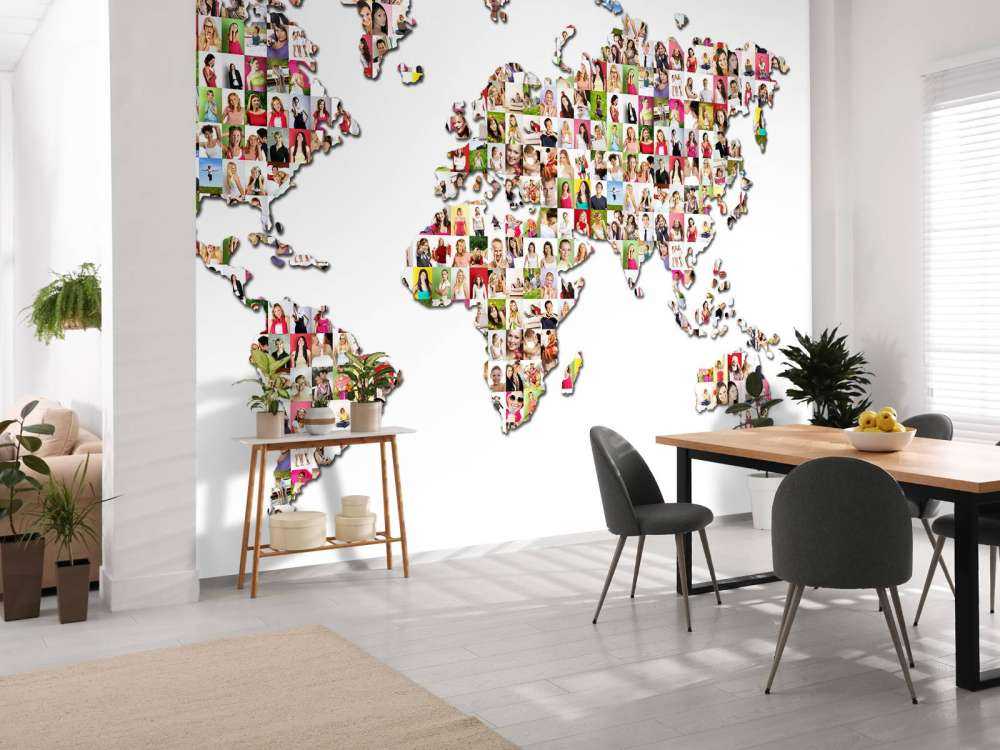 Mapa del mundo hecho con fotos