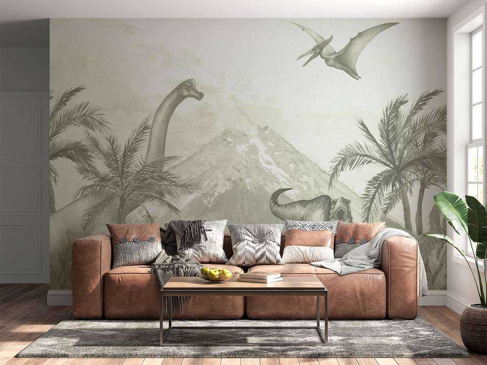 Varios dinosaurios en verde