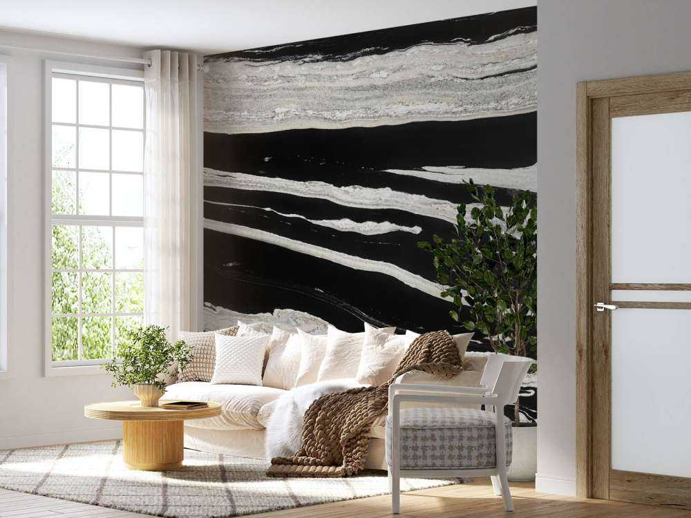 Mármol negro con vetas blancas