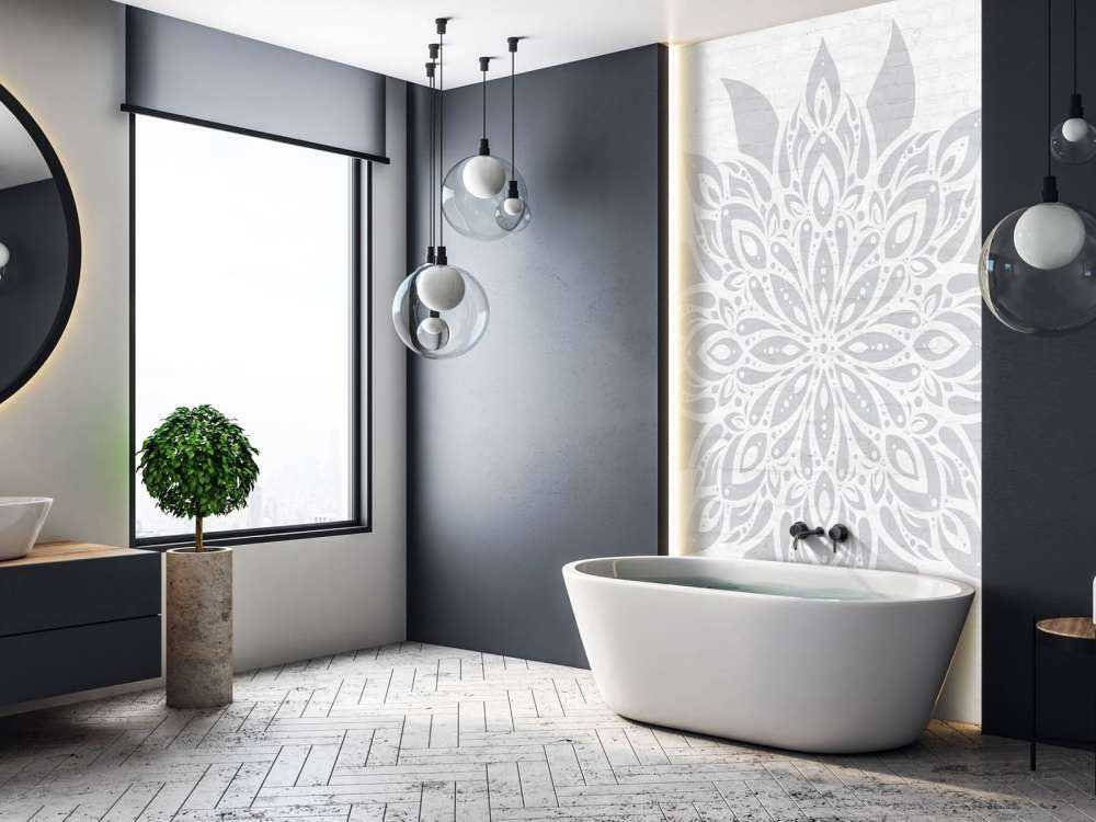 Flor de mandala gris suave
