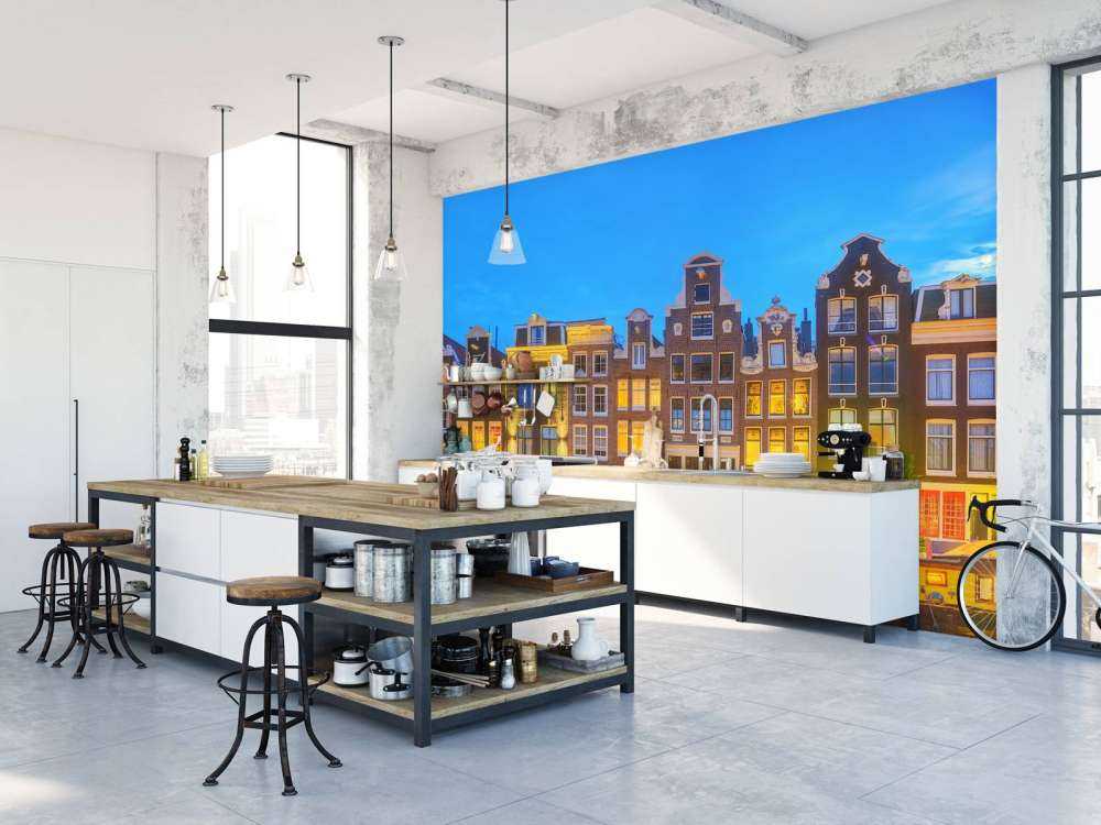 Casas de Ámsterdam en la noche