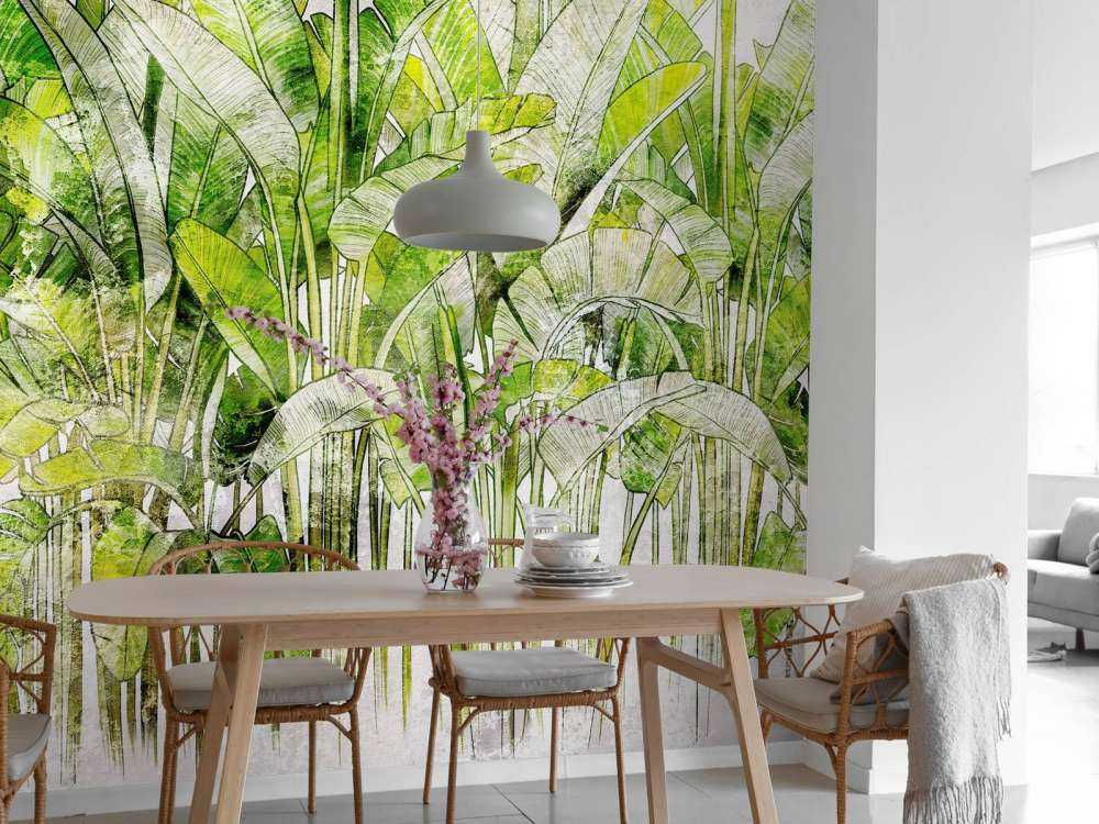 Grandes hojas de palmera dibujadas