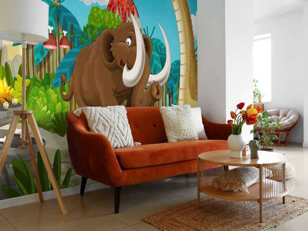 Dinosaurio y mamut