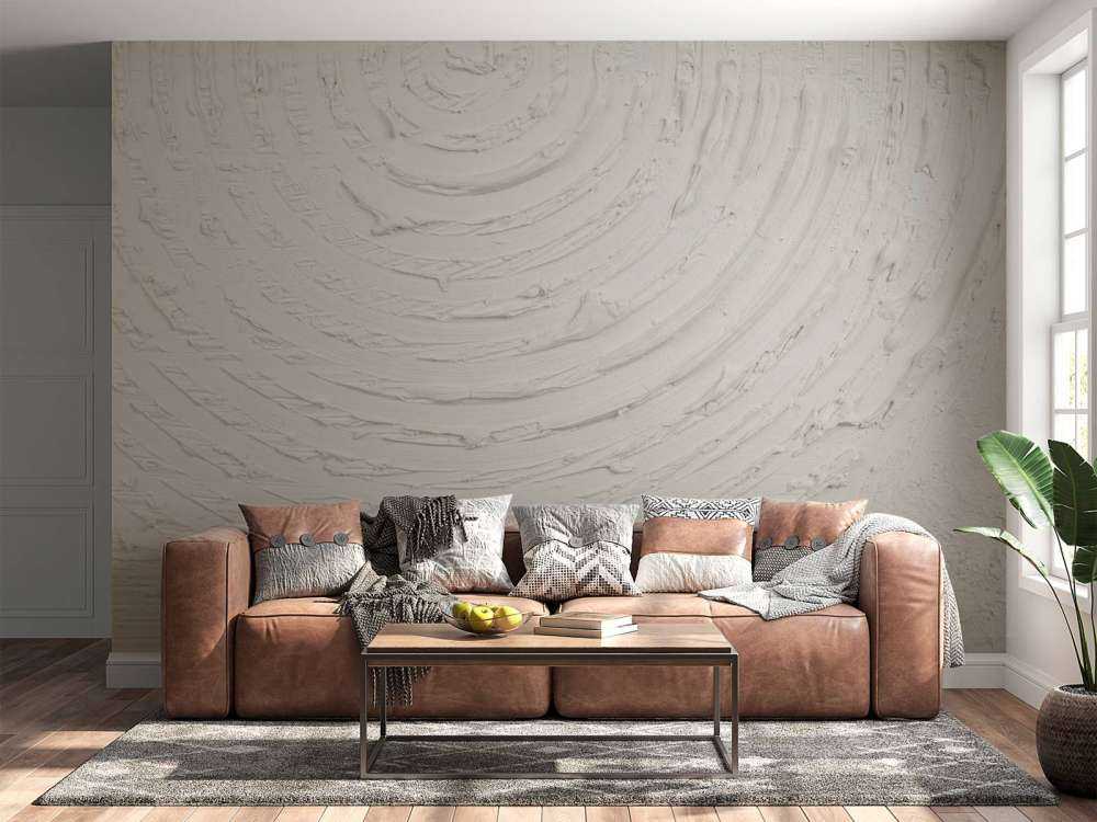 Formas y líneas redondas en blanco roto