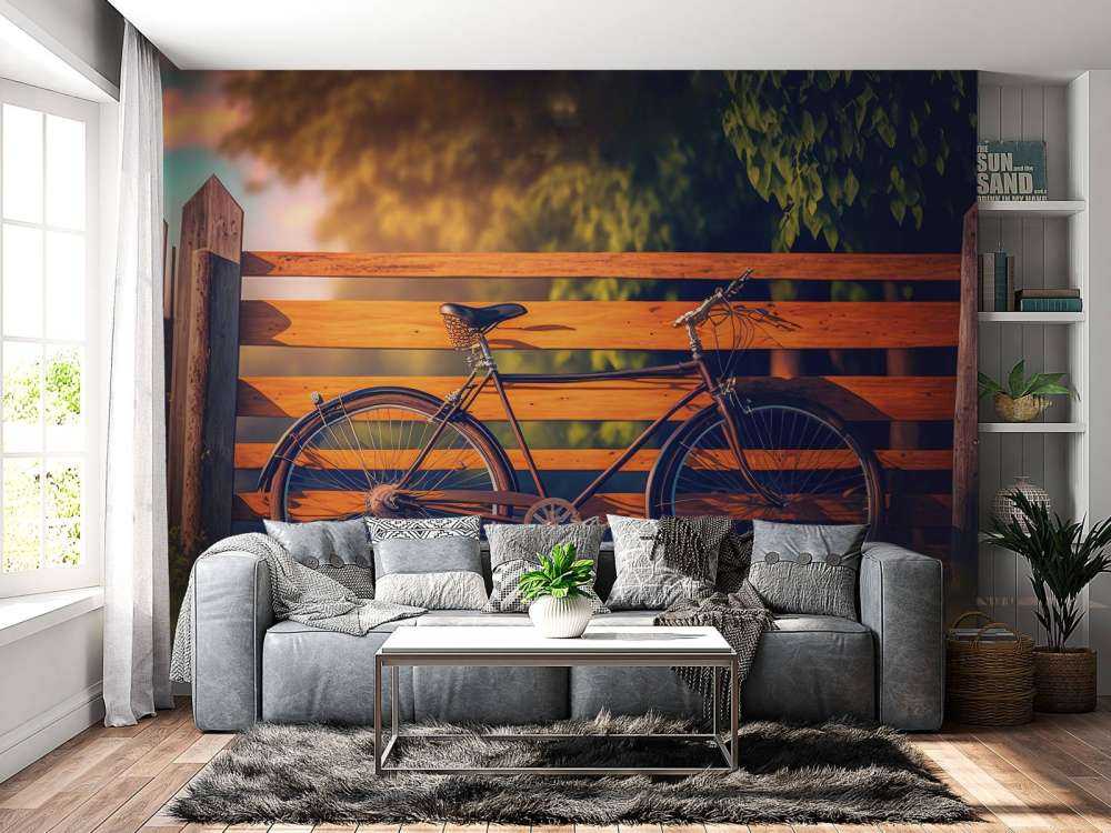 Bicicleta cerca de una valla de madera