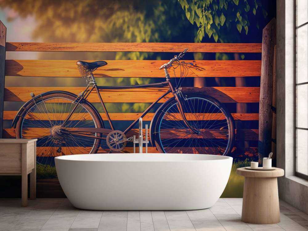 Bicicleta cerca de una valla de madera