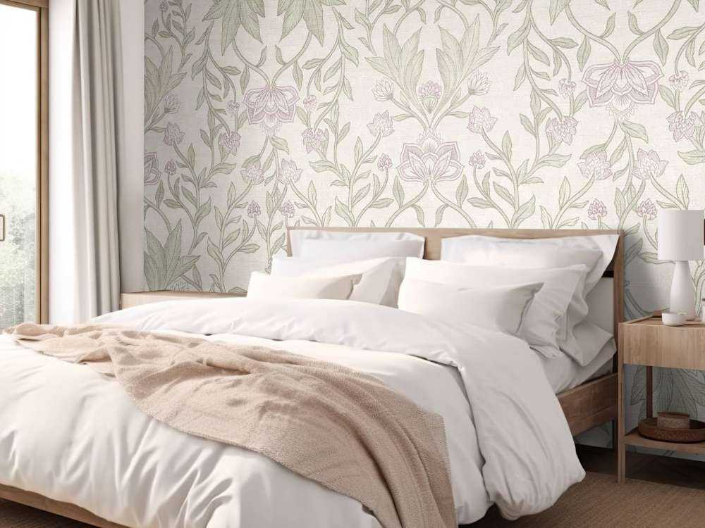 Morris damasco de flores - crema