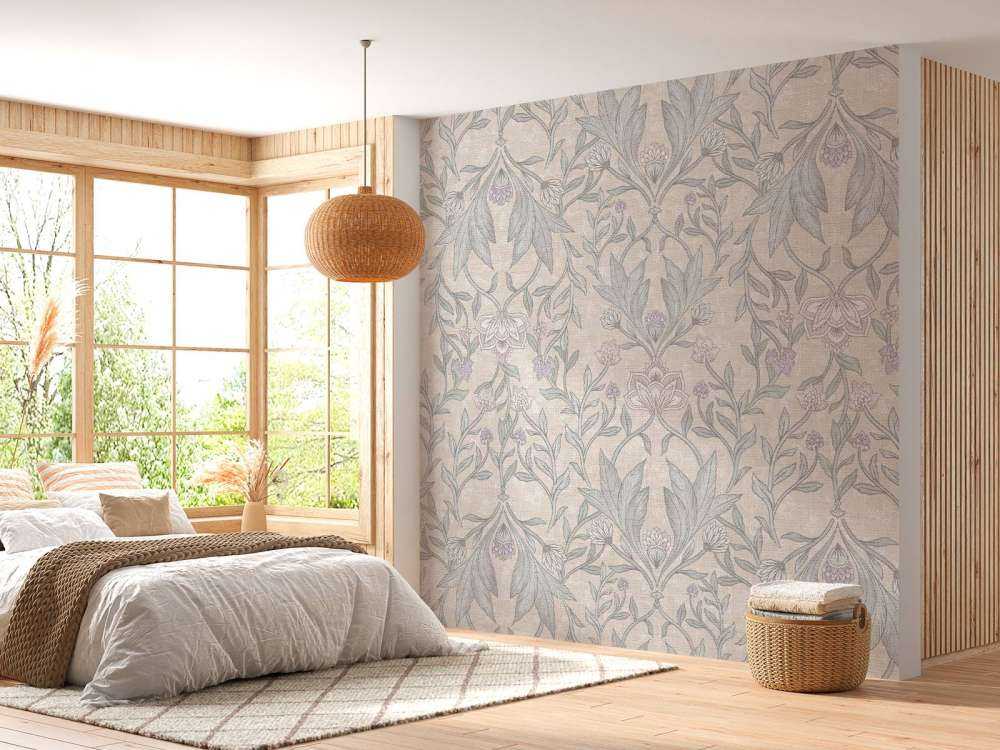 Morris floral damasco - beige neutro