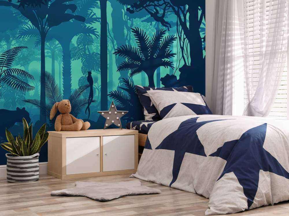Siluetas azules de la selva