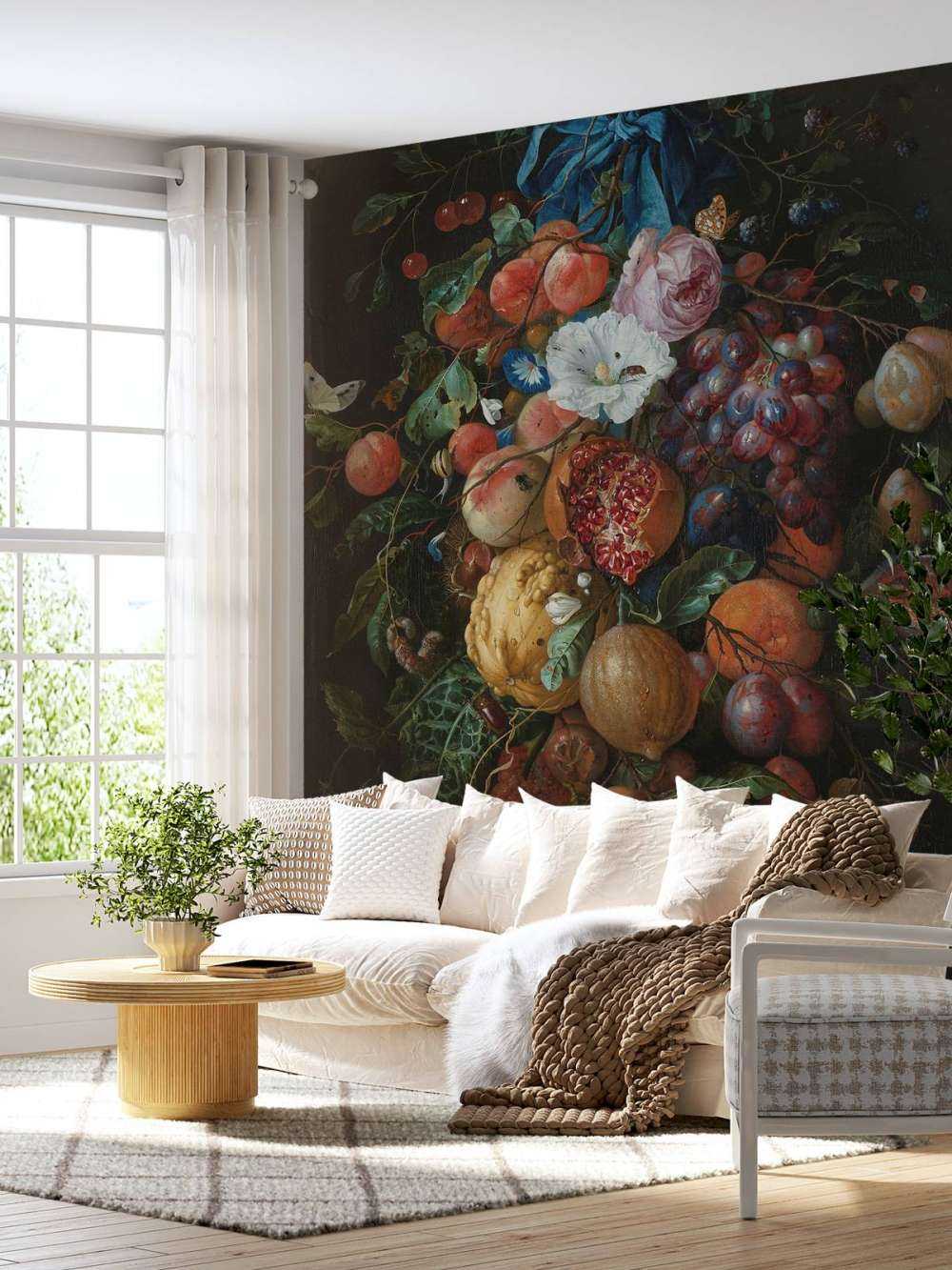 Festón de frutas y flores