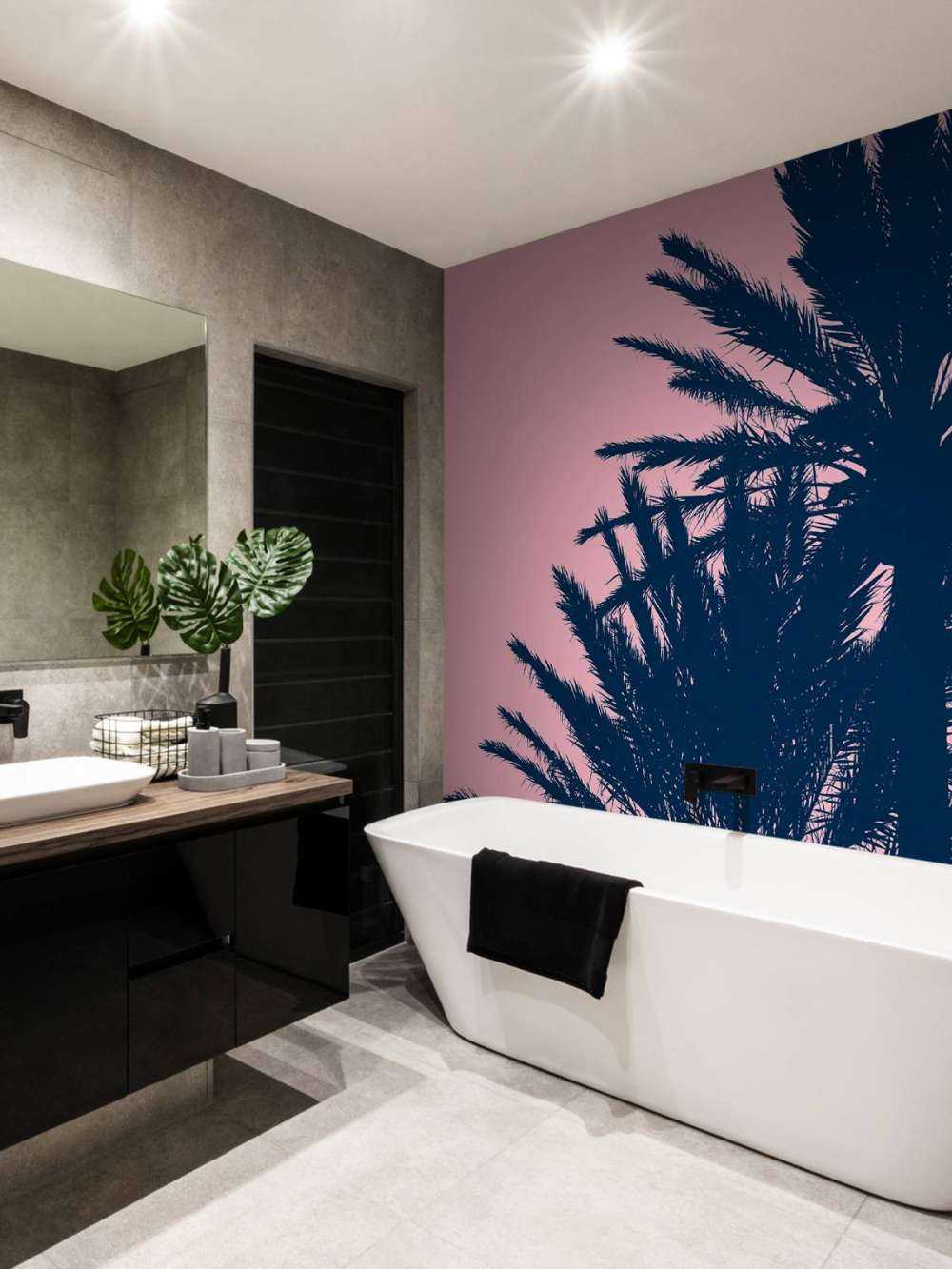 Palmeras con fondo rosa