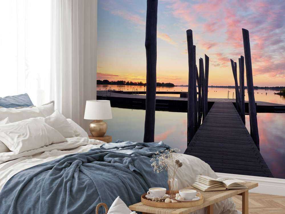 Amanecer en la plataforma de baño