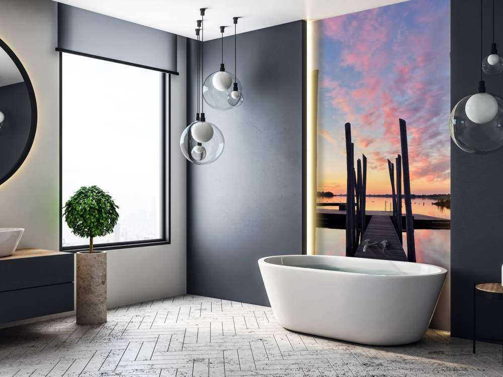 Amanecer en la plataforma de baño