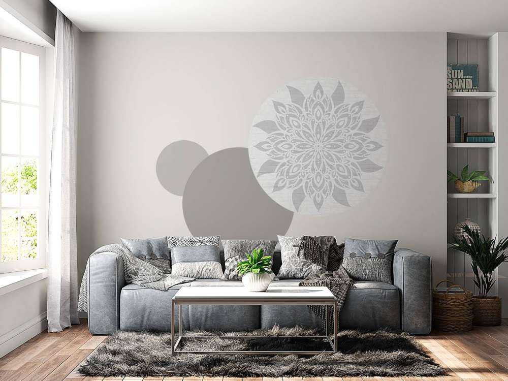 Flor de mandala gris suave