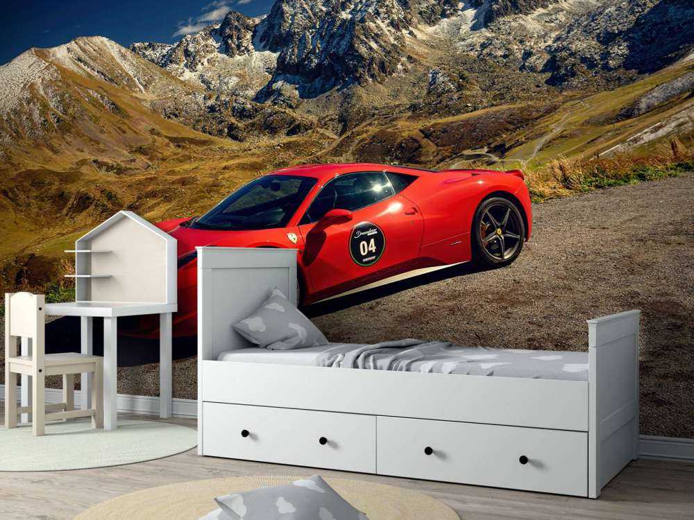 Ferrari 458 con las cumbres alpinas