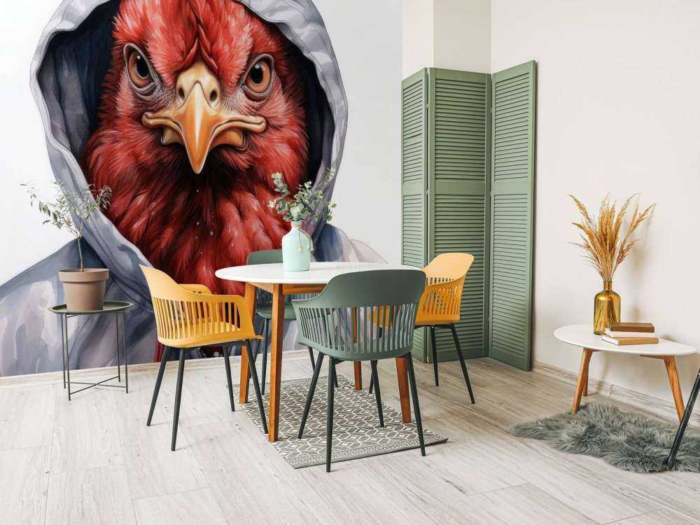Pollo de dibujos animados en acuarela con sudadera con capucha