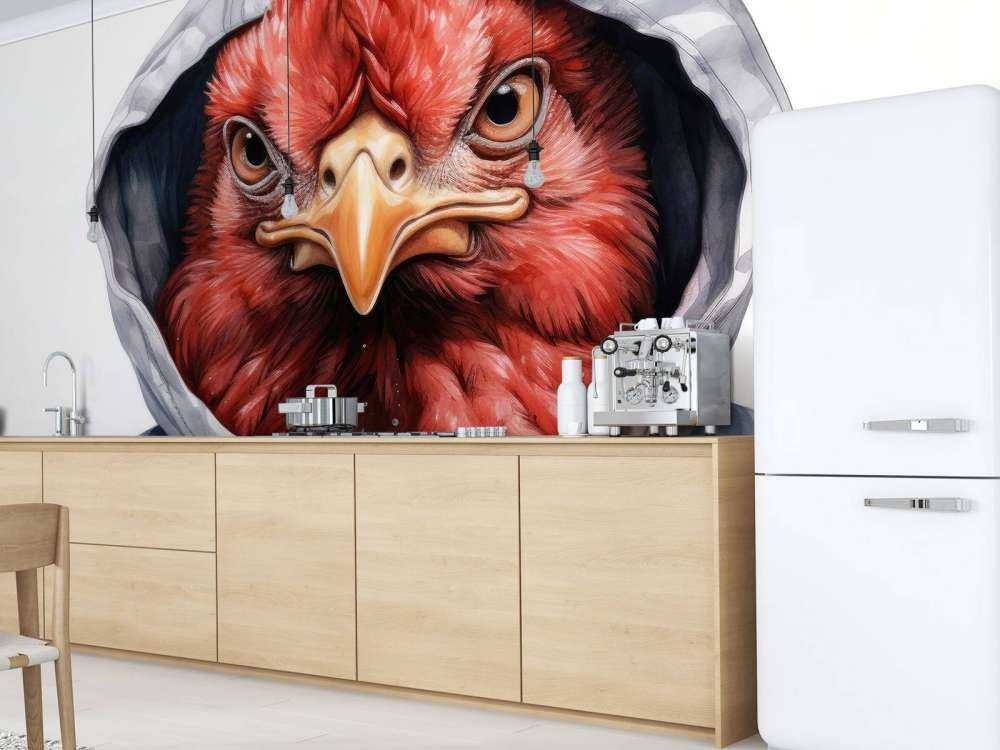 Pollo de dibujos animados en acuarela con sudadera con capucha