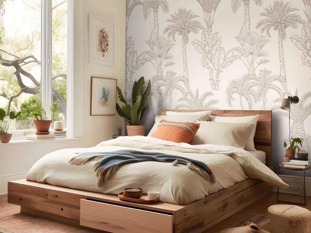 Arte lineal de jungla beige