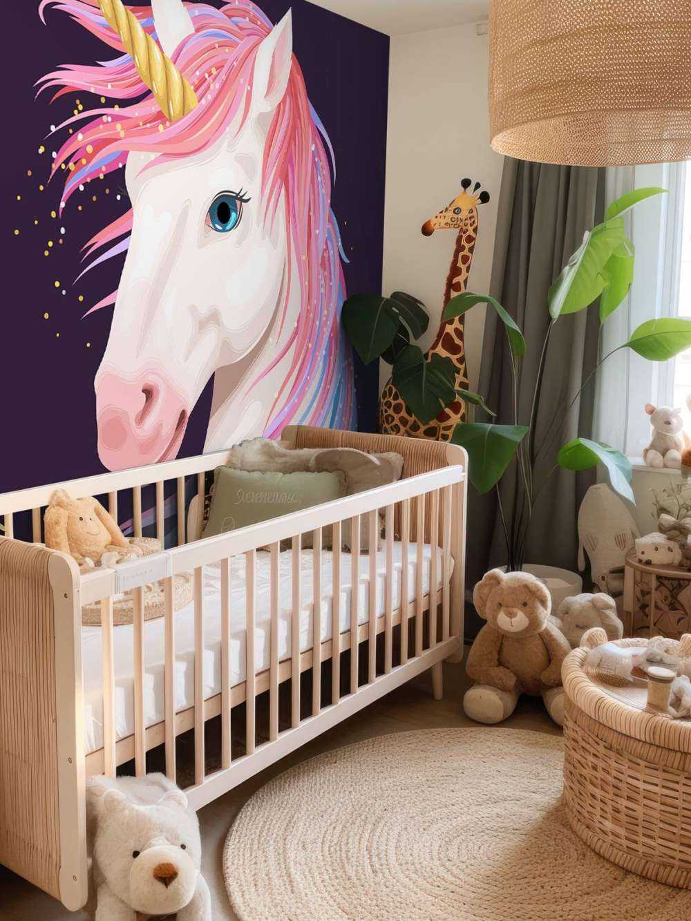 Unicornio con melena de colores