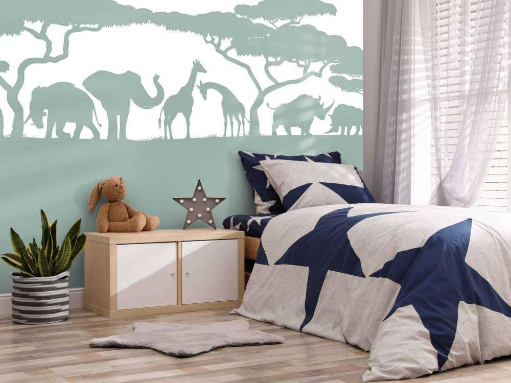 Silueta de animales de safari, verde claro