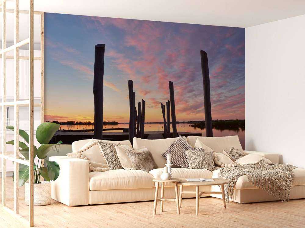 Amanecer en la plataforma de baño