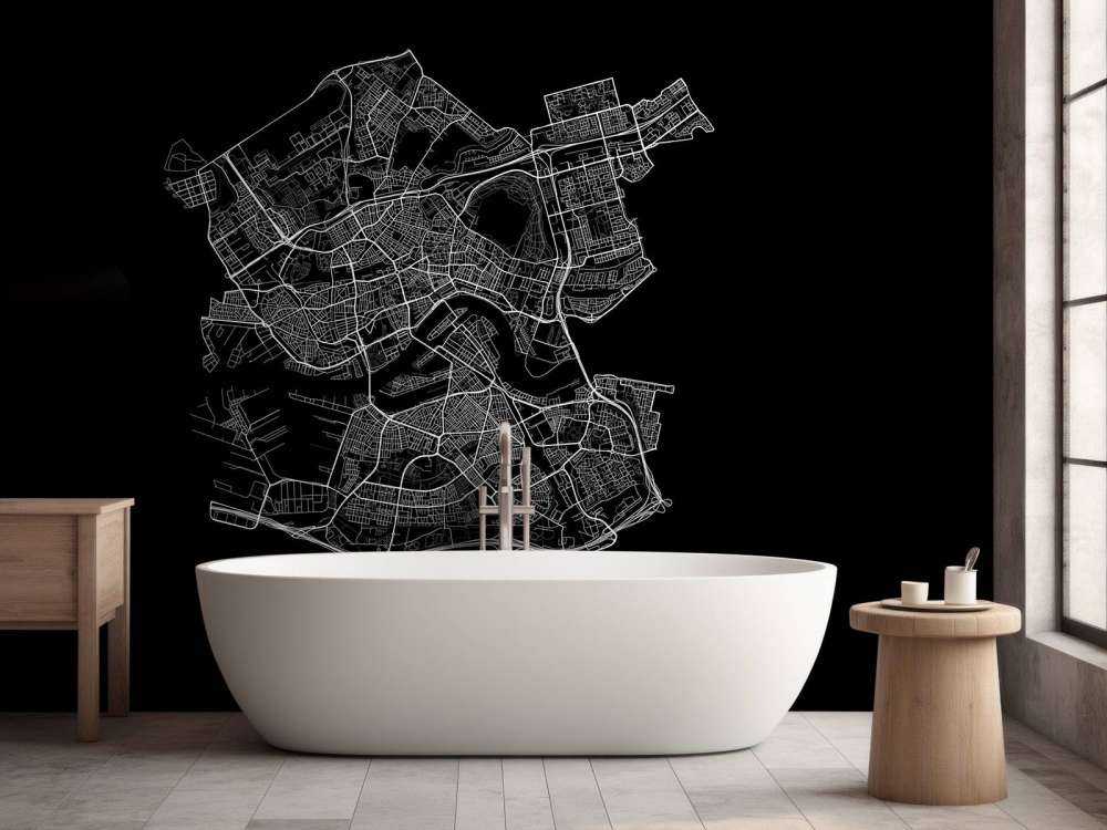 Mapa de Rotterdam, negro