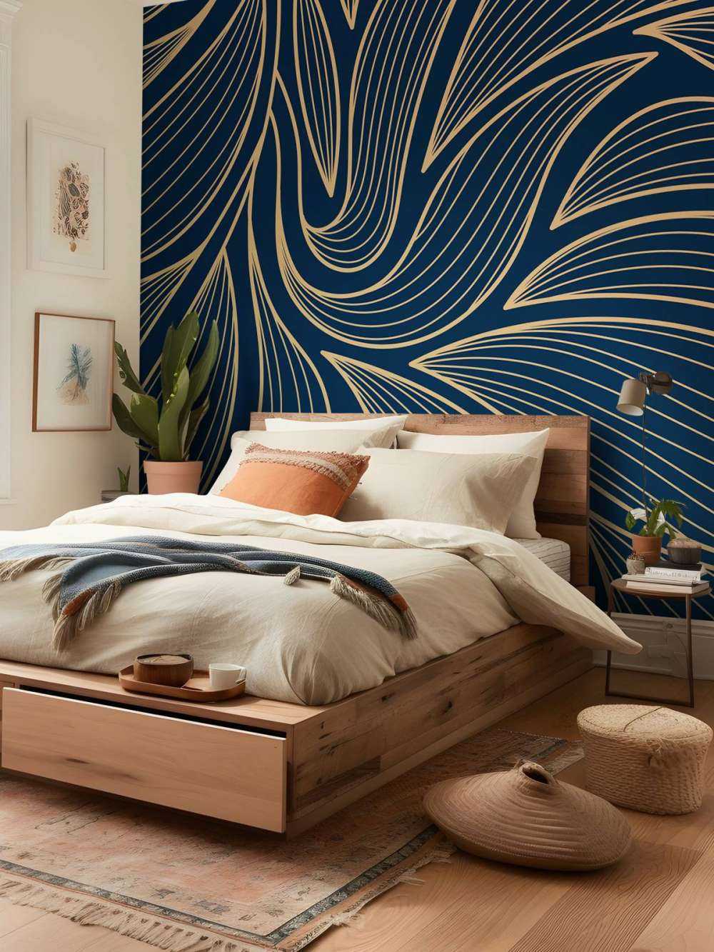 Art deco flores azules