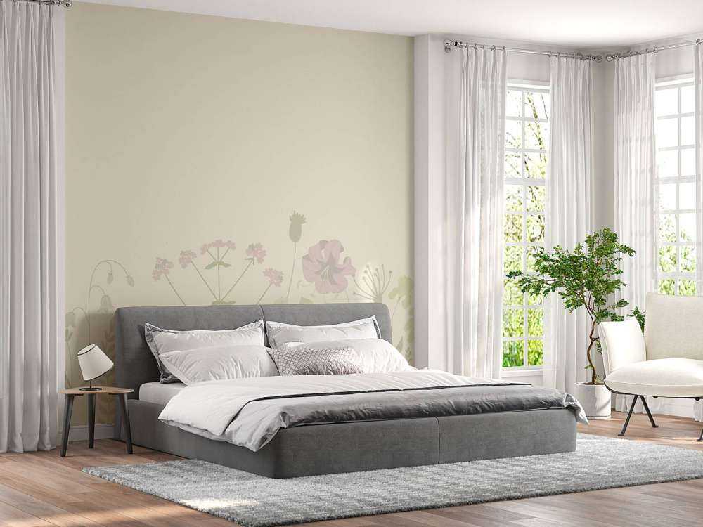 Campo de flores beige y rosa viejo