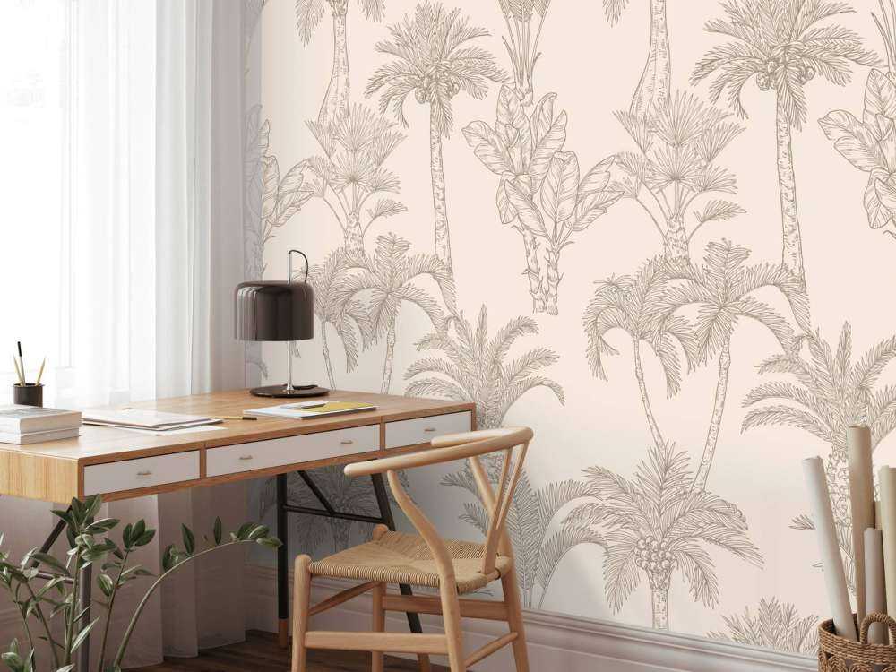 Arte lineal de jungla beige