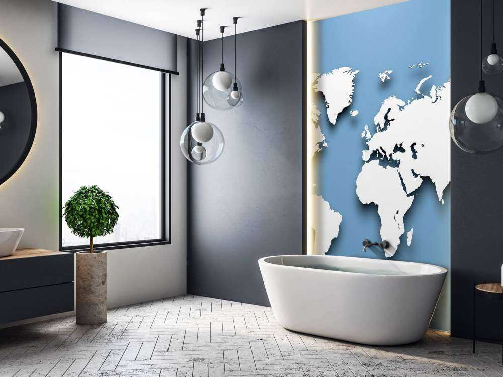 Mapa del mundo azul en 3D