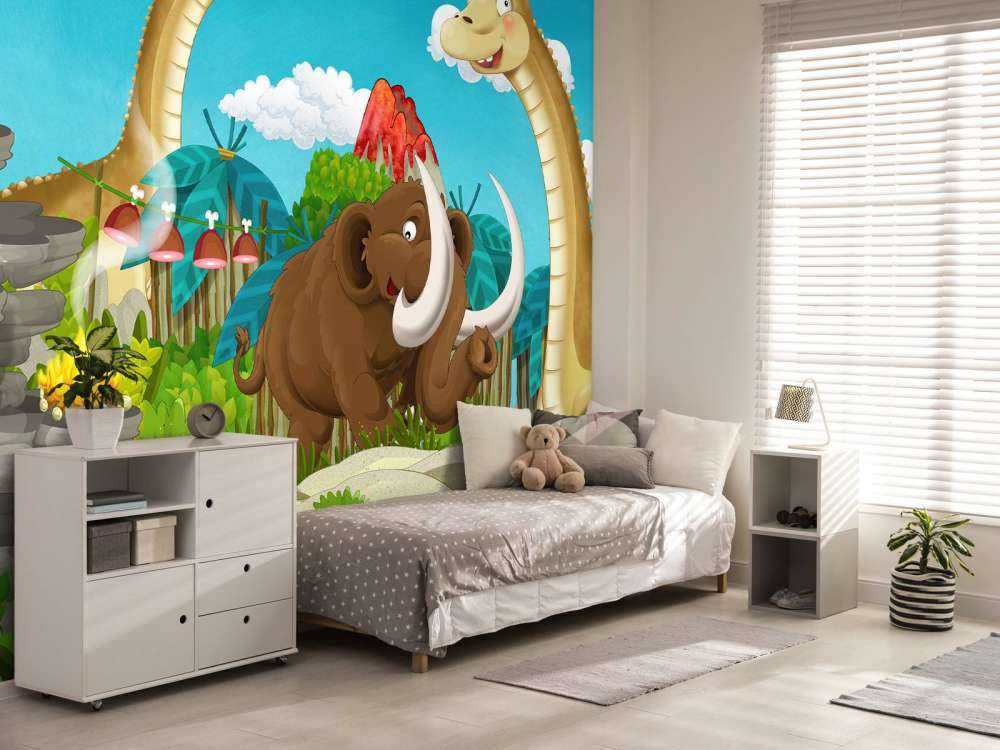 Dinosaurio y mamut