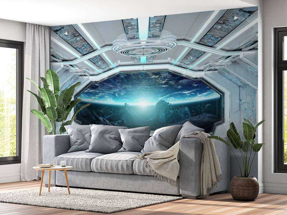 Nave espacial con vistas a un planeta