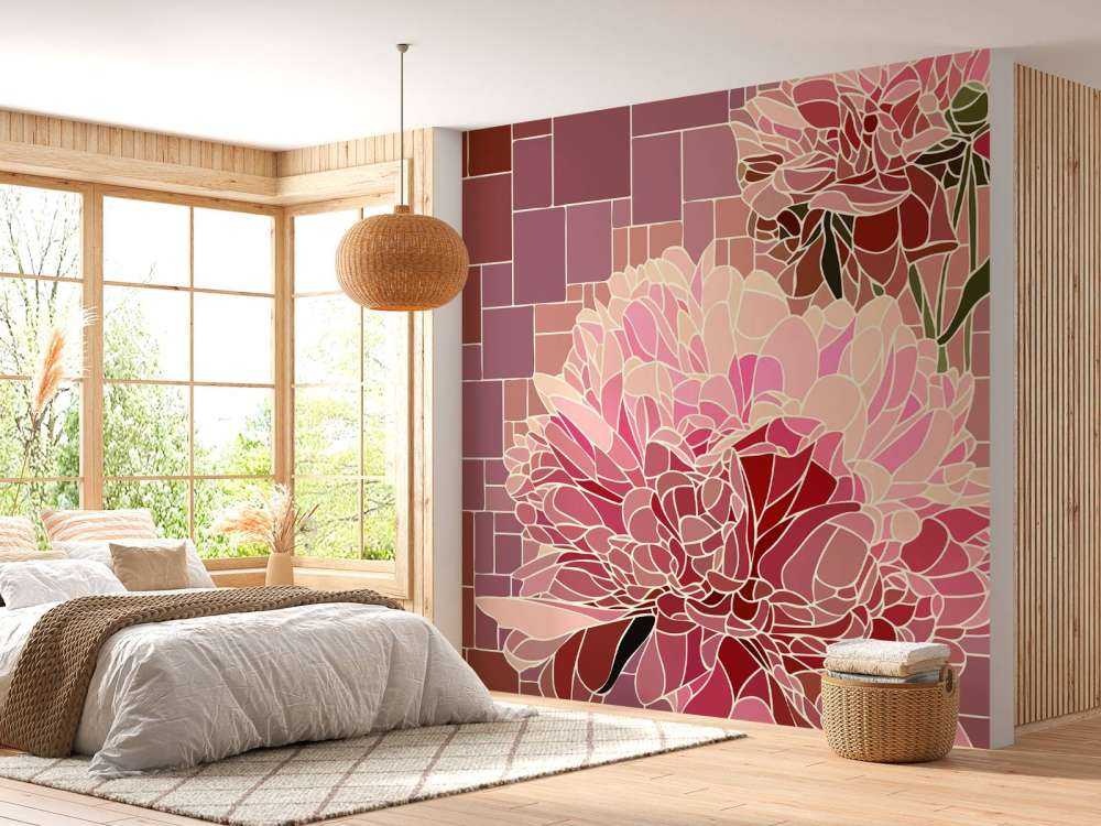 Mosaico de flores rosas