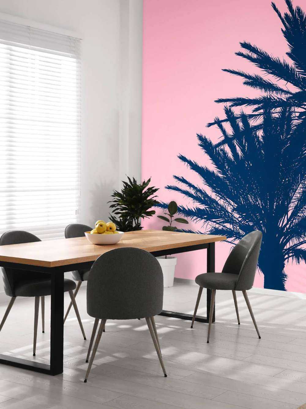 Palmeras con fondo rosa