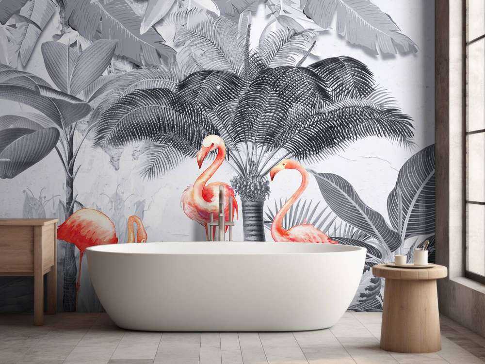 Selva con flamencos