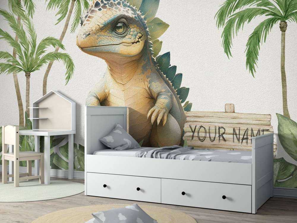 Bebé estegosaurio en la jungla