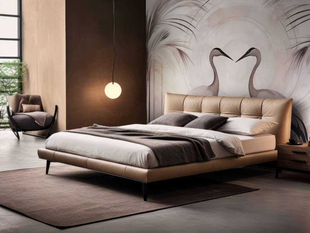 Grúas al atardecer gris