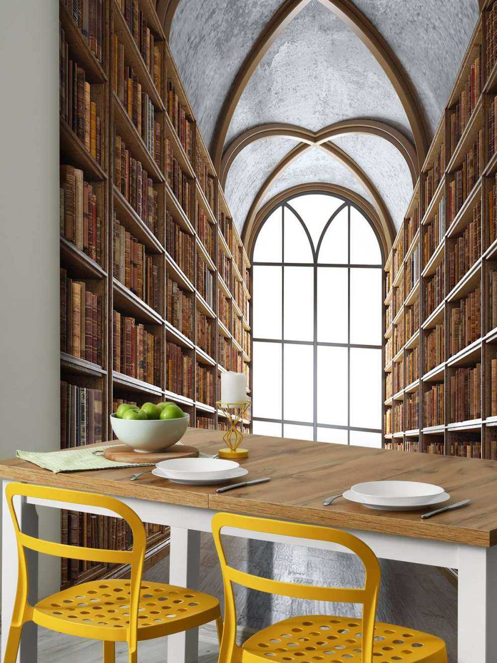 Sala de biblioteca medieval