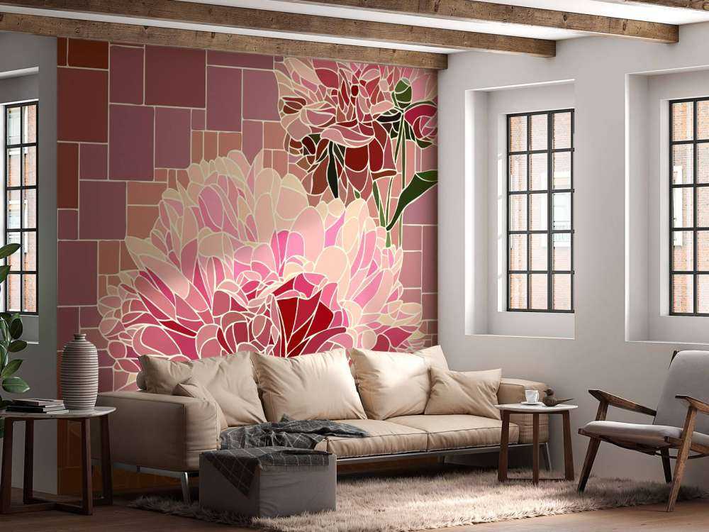 Mosaico de flores rosas