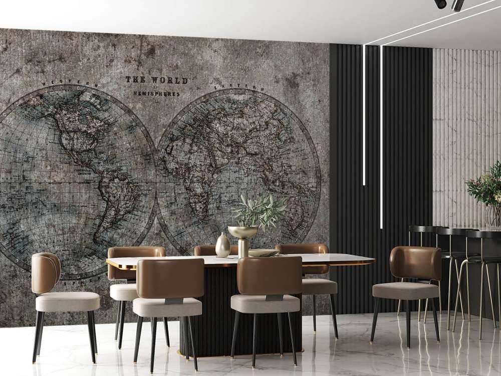 Mapa del mundo con tonos grises