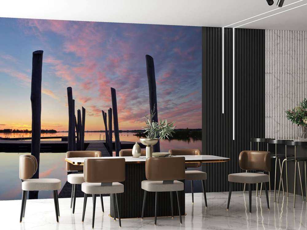 Amanecer en la plataforma de baño